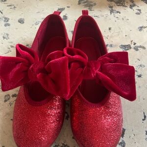 Sparkly Red Kids Shoes with Bow